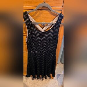 ❤ Candie's Juniors Classic Chevron Pattern Black Dress, Strappy Back,M,LikeNew